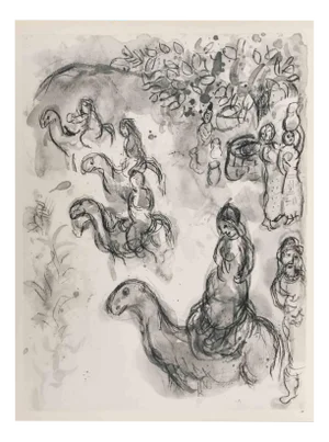 Marc Chagall, Rebecca Leaves for Her Wedding, Héliogravure, 1960