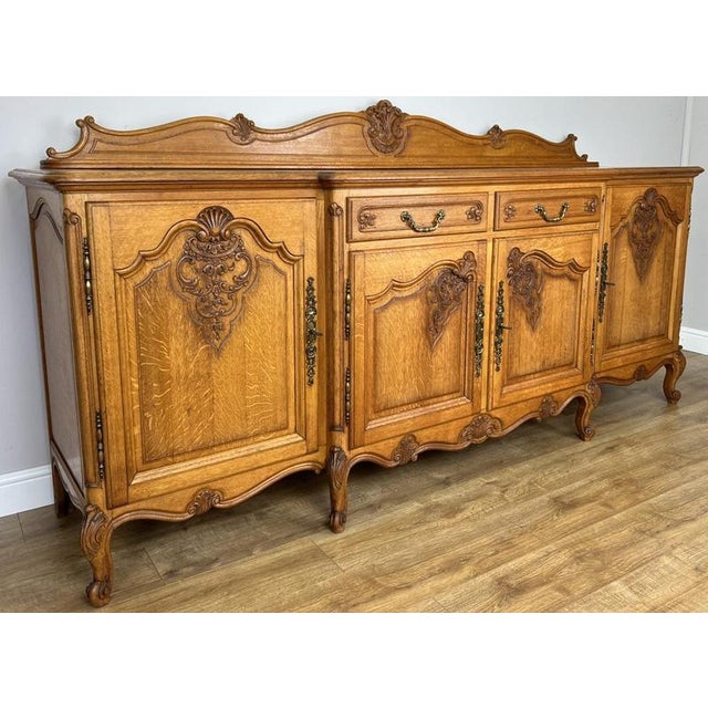 Vintage French Louis Style Oak Sideboard For Sale - Image 4 of 16