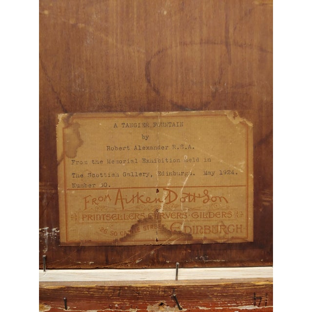 Paint Robert Alexander Scene at a Fountain in Tangier-1920s Oil Painting For Sale - Image 7 of 9