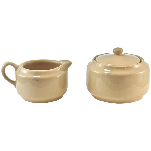 Bisque Cafe Ware Cream & Sugar For Sale