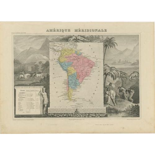 Antique Hand-Colored Map of South America by Levasseur, 1845 For Sale - Image 15 of 15
