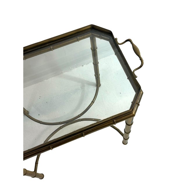 Mid 20th Century Brass Hollywood Regency Faux Bamboo Tray Table For Sale - Image 12 of 14