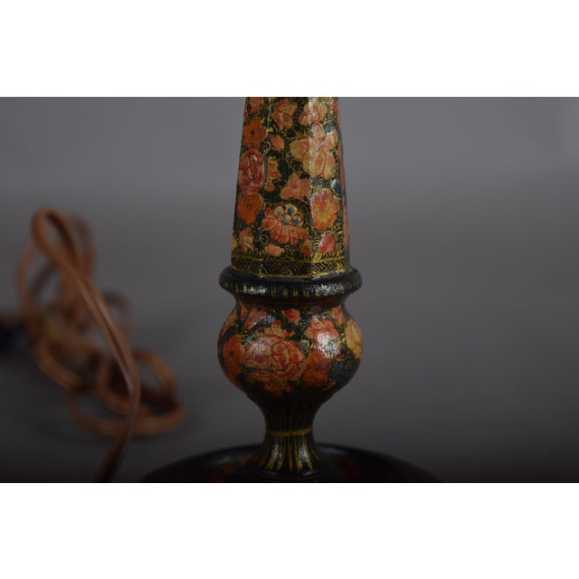 Antique Hand-Painted Kashmiri Wooden Table Lamp Base, 1910s For Sale - Image 14 of 16