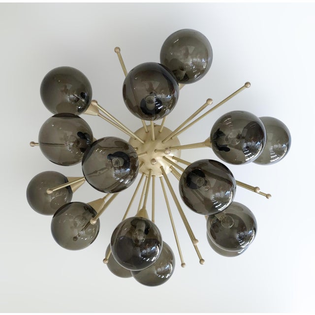 Fabio Ltd 21st Century Mezzo Satin Brass Smoky Murano Flush Mount by Fabio LTD For Sale - Image 4 of 9