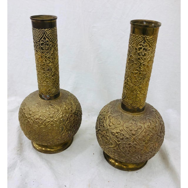 Vintage Brass Vases - a Pair For Sale In Raleigh - Image 6 of 8