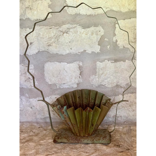 Shabby Chic Vintage Metal Flower, Plant Basket Centerpiece For Sale - Image 3 of 12