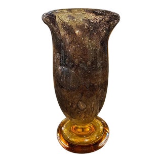 1980s Giovanni Cenedese Modernist Brown and Amber Murano Glass Vase For Sale