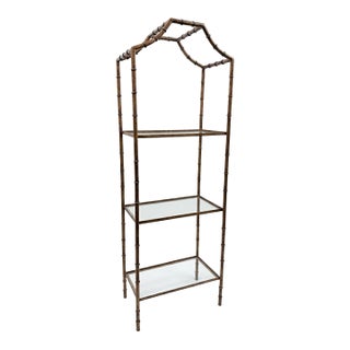 Chic Vintage Hollywood Regency Gilt Faux Bamboo Étagère: A Statement of Lasting Elegance - Newly Painted For Sale