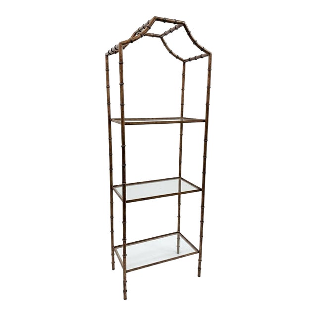 Vintage Hollywood Regency Hand Gilt Faux Bamboo Étagère - Newly Painted For Sale