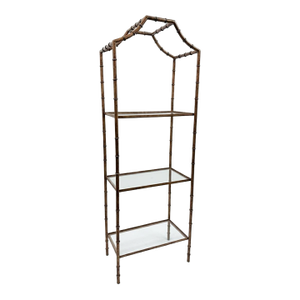 Vintage Hollywood Regency Hand Gilt Faux Bamboo Étagère - Newly Painted