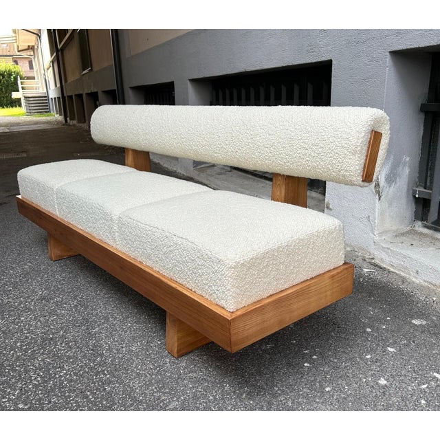 Scandinavian Sofa in White Bouclé and Light Wood, 2000s For Sale - Image 10 of 13