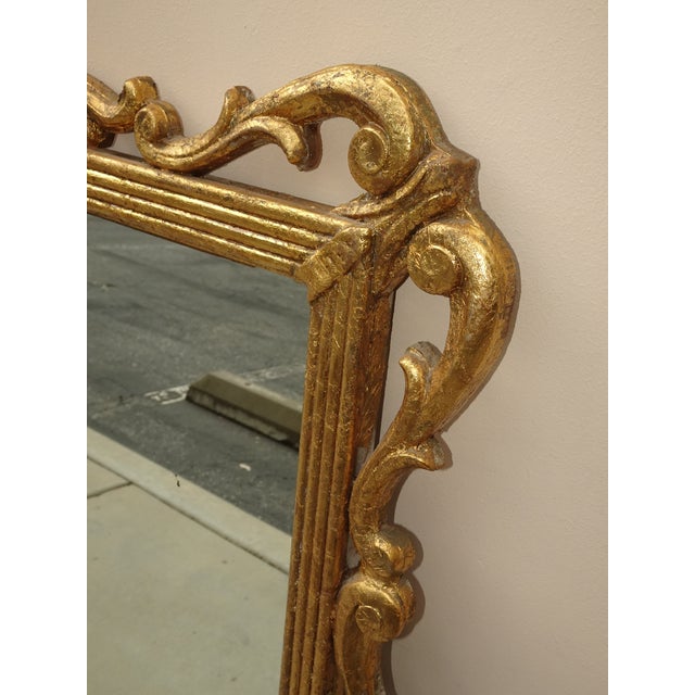 41" High Antique French Provincial Gold Gilt Wall Mantle Mirror W Scrolls For Sale - Image 11 of 12