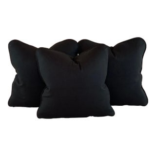 Designer P Kaufmann Waverly Black Solid Cotton Pillow Covers- 3 Pieces For Sale