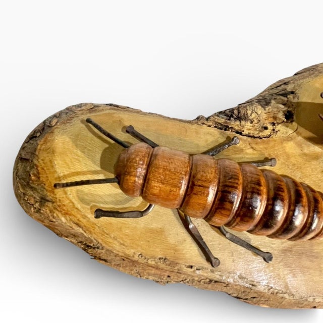 Set of 2 Vintage French Provincial Hand Carved Wood Folk Art Bugs Insects For Sale - Image 13 of 18