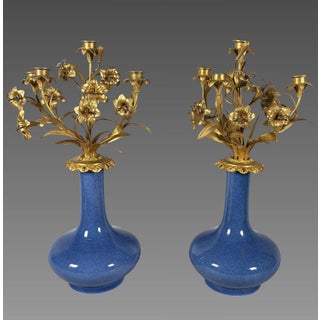 Pair of Louis XV style floral candelabra, Napoleon III period For Sale