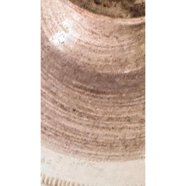 French Beige Ceramic Table Lamp with Geometric Relief Design in the style of Jean Besnard, 1970s For Sale - Image 11 of 14