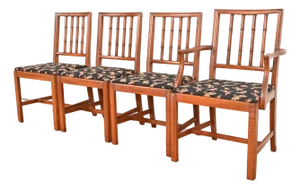 Henredon Style Regency Carved Mahogany Faux Bamboo Dining Chairs, Set of Four
