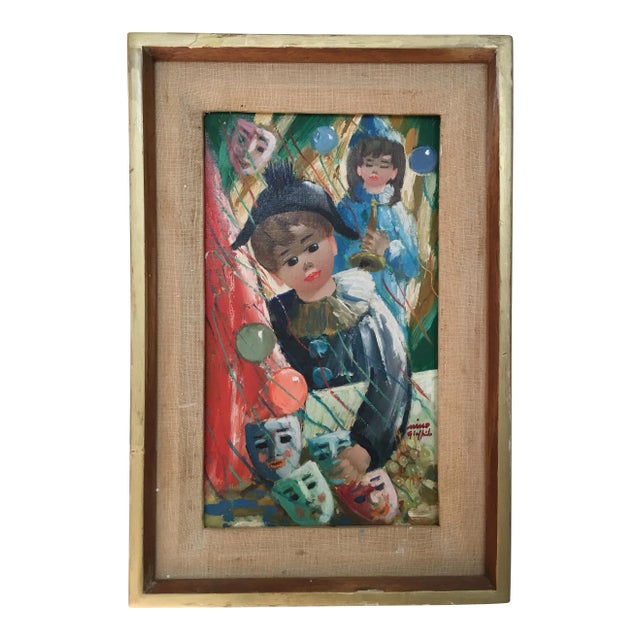 Original Vintage French Child Portrait, 1961 For Sale