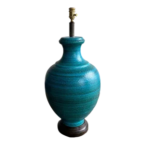 Large Mid-Century Modern Blue/Turquoise Glaze Ceramic Table Lamp
