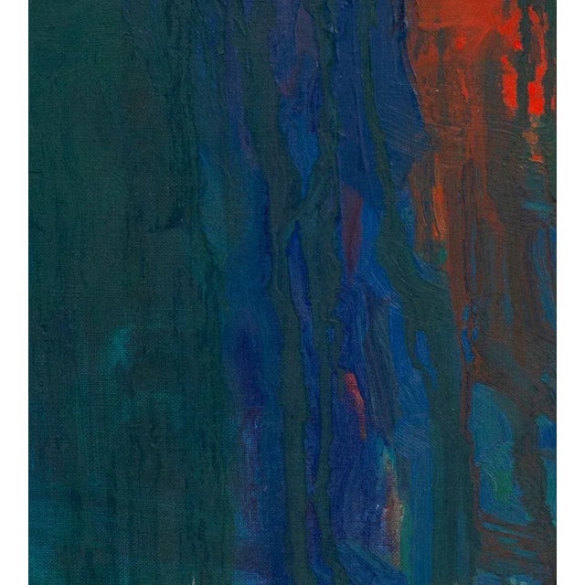 Robert O'Meara (American, 1957-2024), Abstract Composition in Deep Green, Oil on Canvas, with red and navy accents, signed...