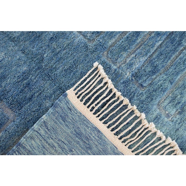 Textile Mottled Linear Hand-Knotted Wool Rug | 10'1" X 7'2" | One of a Kind For Sale - Image 7 of 8