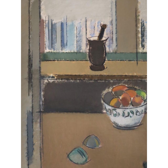 Mid-Century Modern 'Arrangement by the Window' Vintage Swedish Original Still Life Interior Oil Painting, Framed For Sale - Image 9 of 11