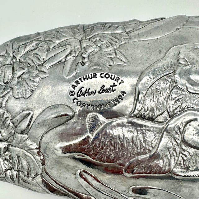 Vintage Arthur Court 1994 Rabbits Cast Aluminum Oblong Platter For Sale In Houston - Image 6 of 6