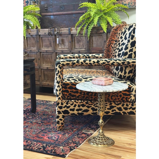 Vintage French Style Round Marble Top Brass Filigree Table For Sale - Image 9 of 10