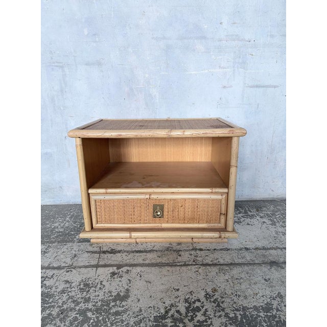 Mid-Century Italian Bamboo and Rattan Bedside Table from Dal Vera, 1960s For Sale - Image 4 of 10