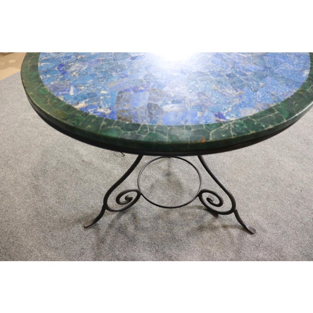 Lapis and Malachite Center Table With Metal Base For Sale In Philadelphia - Image 6 of 10