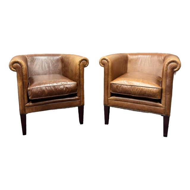 Laura Ashley Club Chairs in Sheep Leather, Set of 2 For Sale