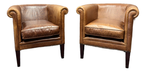 Laura Ashley Club Chairs in Sheep Leather, Set of 2