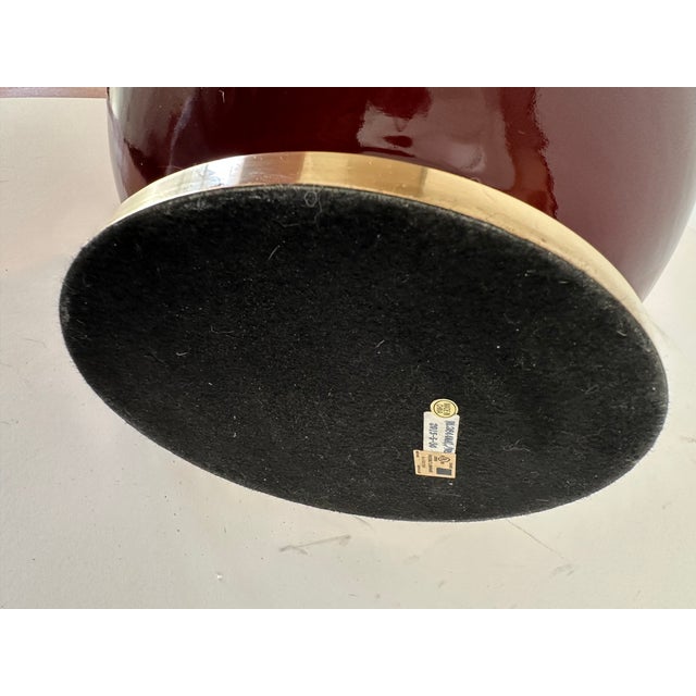 Single Ralph Lauren Extra Large Oxblood Red Ceramic Lamp With Brass Fittings. For Sale - Image 14 of 17