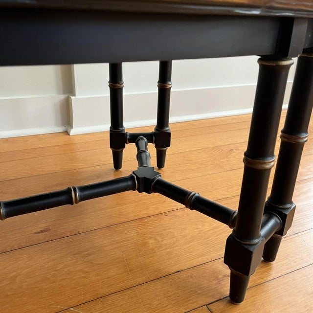 Black Mid 20th Century Maitland Smith Ebonized Hand-Painted Pie Crust Coffee Table For Sale - Image 8 of 11