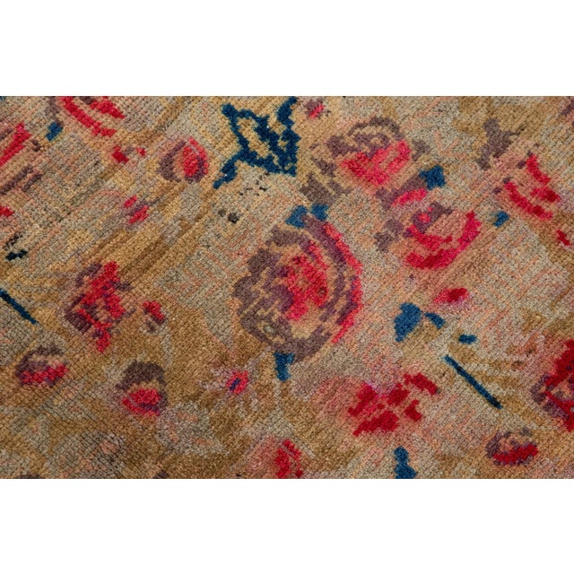 Textile Antique Hamadan Brown Handmade Floral Motif Wool Rug For Sale - Image 7 of 10