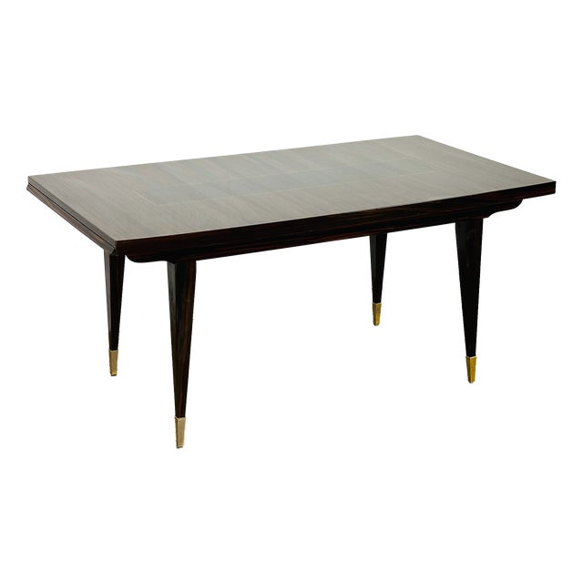 Art Deco Macassar Ebony Extendable Dining Table, France, 1940s For Sale