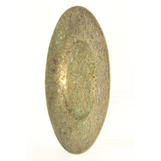 19th Century Indo-Persian Qajar Plate Low Grade Silver Tooled Flowers, Birds & Hares For Sale - Image 10 of 12