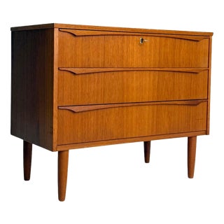 Low Teak Chest of Drawers, 1960s For Sale