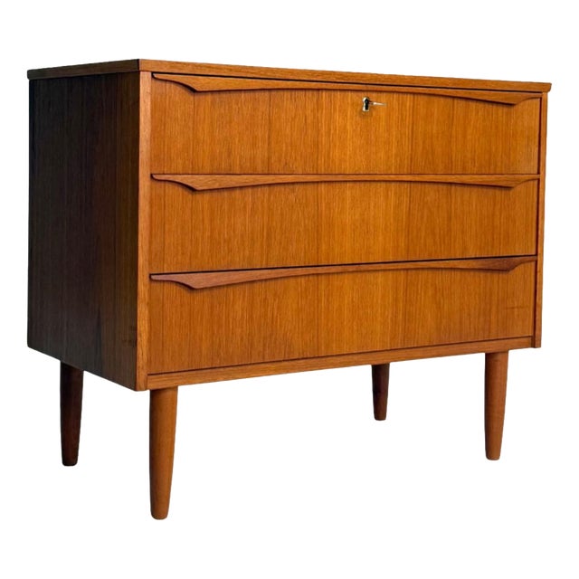 Low Teak Chest of Drawers, 1960s For Sale