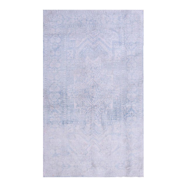 1920s White Geoemtric Antique Indian Agra Cotton Rug 4' X 6'8" Handknotted Wool Carpet For Sale