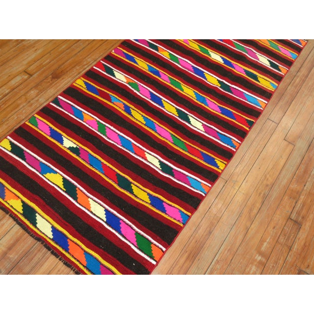 Street Art Vintage Bright Hand-Knotted Kilim - 2'10" x 5'10" For Sale - Image 3 of 8