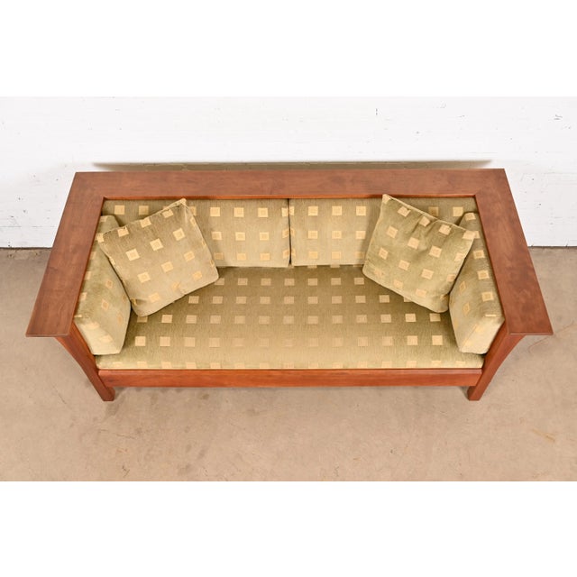 Early 21st Century Stickley Mission Arts and Crafts Cherry Wood Settle Sofa For Sale - Image 5 of 12