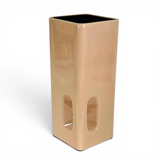 Japanese Modern Blush Pink Sculptural Ceramic Vase 8" For Sale - Image 4 of 11