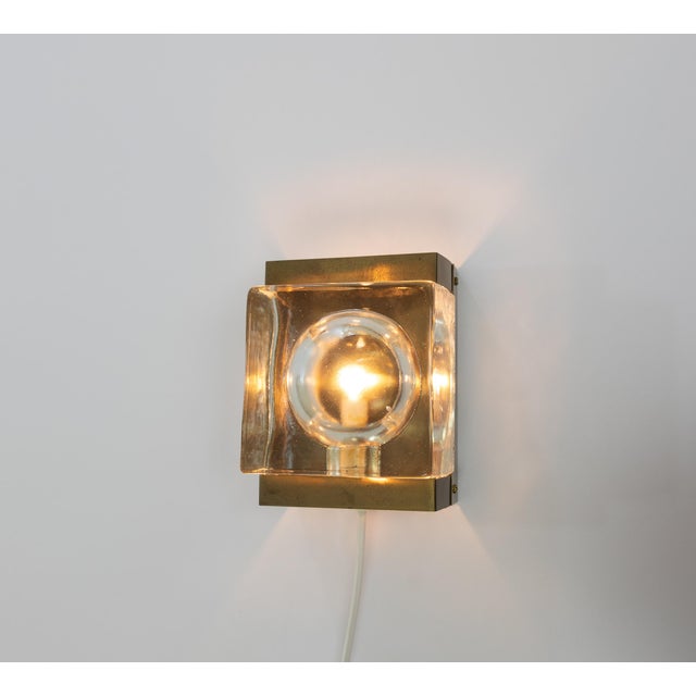 Mid-Century Modern White Maritim Glass and Brass Wall Lamp from Vitrika, 1970s For Sale - Image 3 of 10