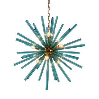 Turquoise Crystal and Gilt Sputnik Trihedral Lamp, 1960s For Sale