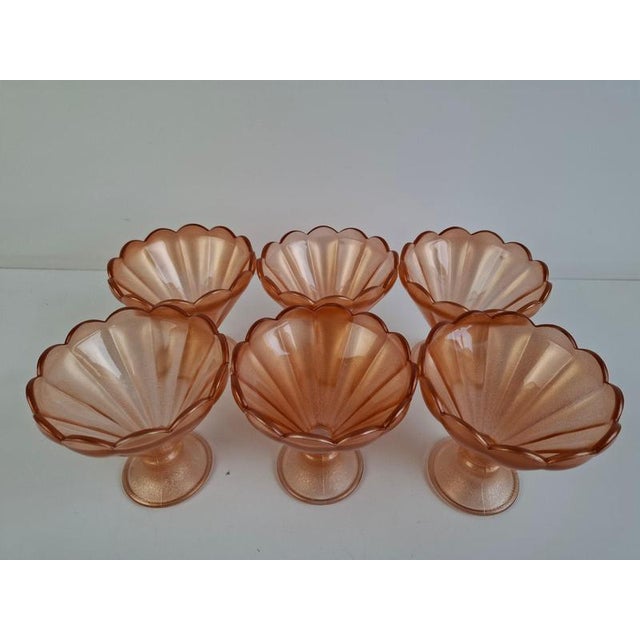 rt Deco Pink Rosaline Glass Dessert Bowls, Former Czechoslovakia, 1930s, Set of 6 For Sale - Image 9 of 18