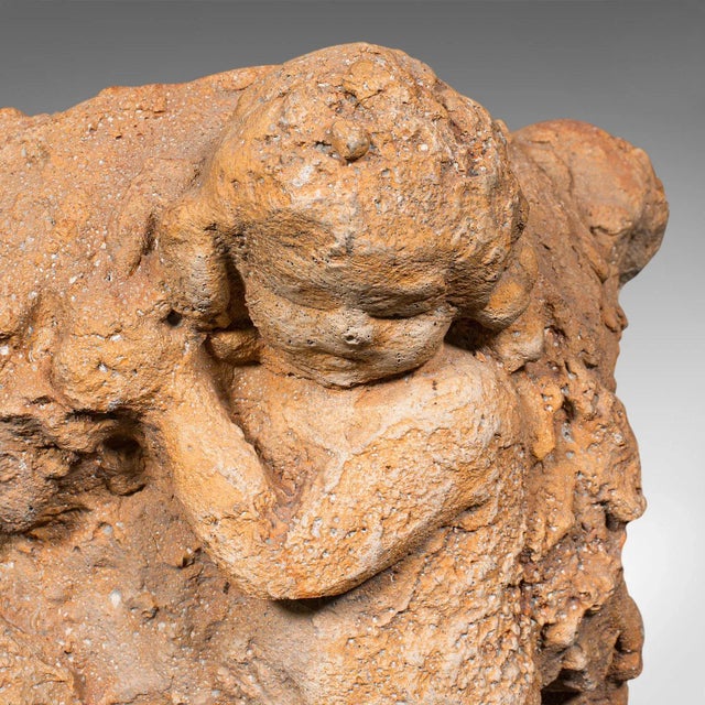 1950s Mid Century Large Vintage Decorative Cherub Jardiniere, Italian, Stone, Planter, Putti For Sale - Image 6 of 9