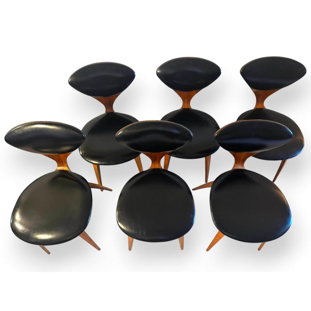 Brown Early Norman Cherner Side Chairs for Plycraft, Set of 6 — Rare "Bernardo" Label, Circa 1958–1963 For Sale - Image 8 of 13