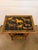 This 19th Century English Bamboo Side table features a delightful variety of elk images decoupaged onto the top and lower...