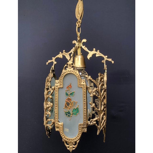 Vintage Chandelier Solid Brass Floral Figures From 1969s For Sale - Image 6 of 9